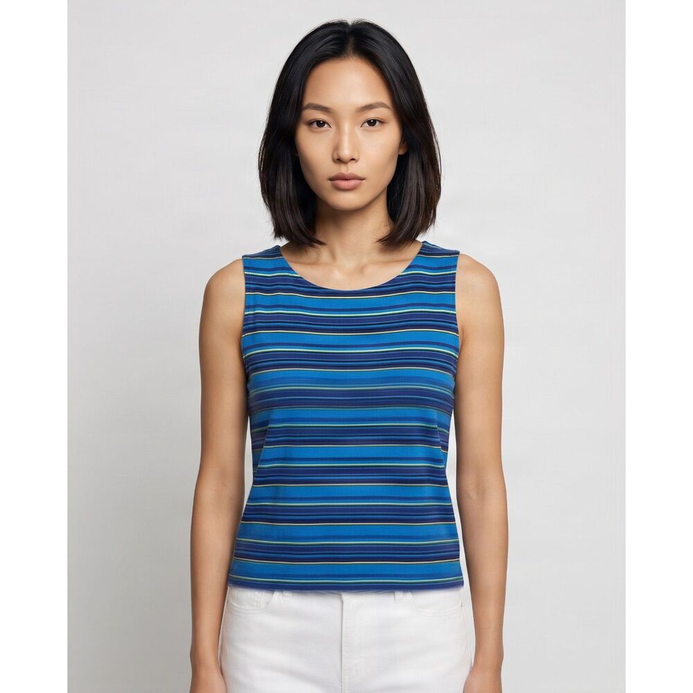 Kim Rogers Blue Striped Tank Top